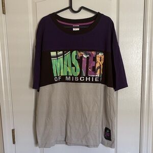 Marvel Purple and Gray Loki Short Sleeve Embroidered Tee Shirt